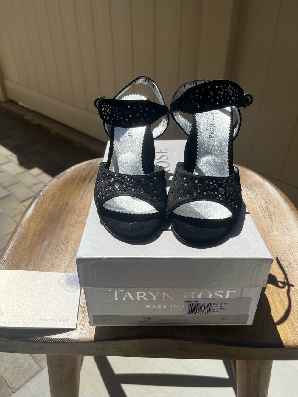 ✨Authentic✨ Taryn Rose Luxury Sandals – Black Satin & Suede with Crystal Details